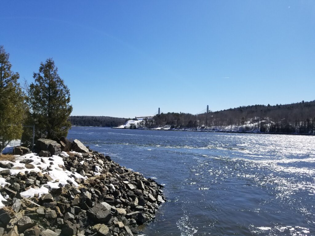 exterior photo of penobscot river in bucksport maine in winter