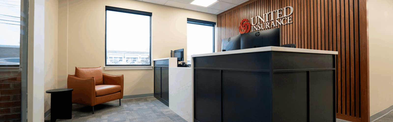 Interior design - renovation of United Insurance Lobby in Portland, Maine