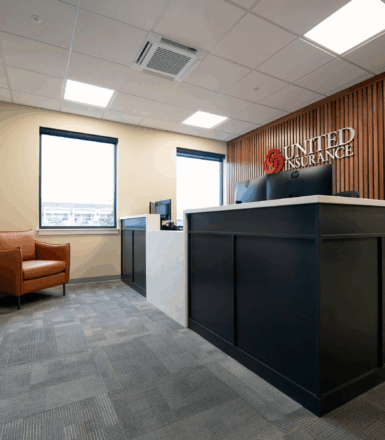 Interior design - renovation of United Insurance Lobby in Portland, Maine
