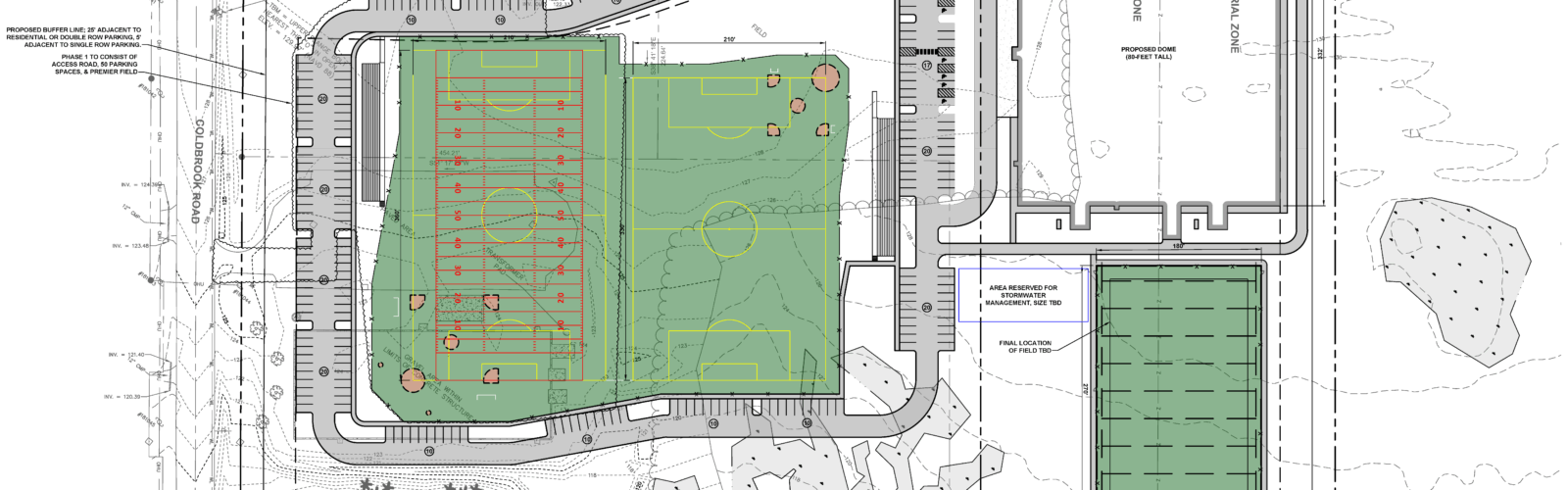 site plan, athletic field, civil engineering